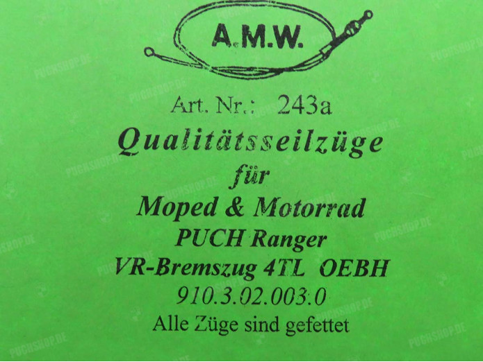 Bowdenzug Puch Ranger bremszug vorne A.M.W. 